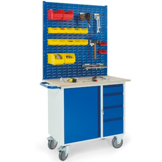 Werkstattwagen mit 4 Schubladen 1 Stahlschrank 3x Schlitzplatten